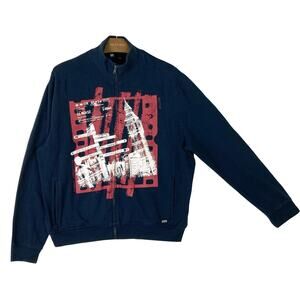 nwot FRENCH CONNECTION Sweatshirt Track Jacket XL Navy Graphic-UK-Style London